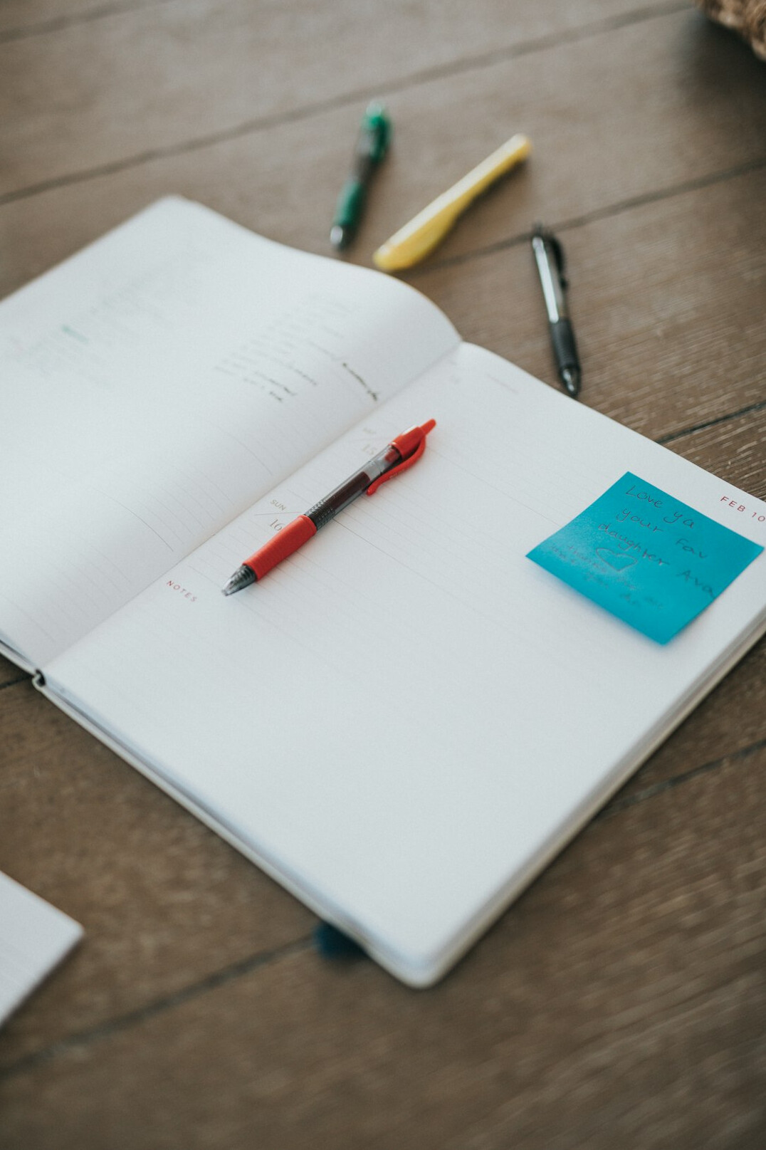 notebook with plot notes